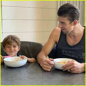 Michael Phelps & Son Boomer Help to Launch Life Cereal Contest - See the Adorable Pics!