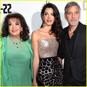 George & Amal Clooney Bring Her Mom Baria to 'Catch 22' Premiere!