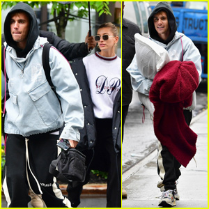 Justin Bieber Can't Forget His Pillow While Leaving NYC With Wife Hailey