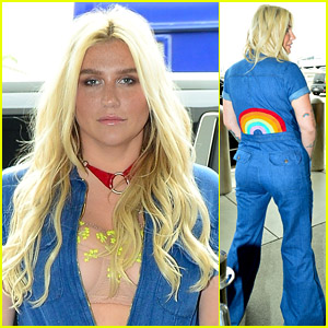 Kesha Rocks a Rainbow Outfit at the Airport Ahead of Pride Month
