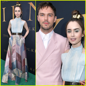 Lily Collins & Nicholas Hoult Look So Stylish at 'Tolkien' Premiere