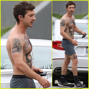 Shia LaBeouf Bares Ripped, Tattooed Torso Going Shirtless in His Underwear!