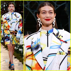 Gigi Hadid Wears Coral Inspired Earrings For Off-White Fashion Show in Paris