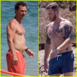 Matthew McConaughey & Chet Hanks Go Shirtless at the Beach in Greece