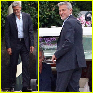 George Clooney Admires the View While Headed to Dinner in Lake Como