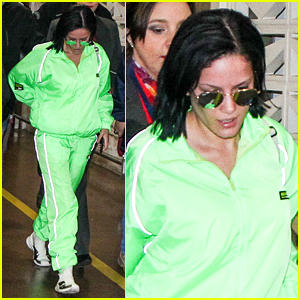 Halsey Dons Neon Green Outfit for Flight Out of Brazil