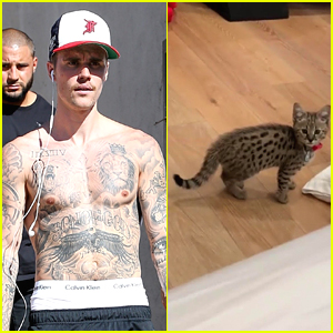 Justin Bieber Goes On Shirtless Hike After Showing Off New Kitten Sushi