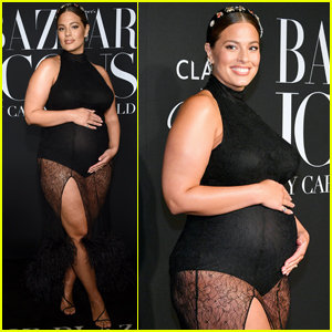 Ashley Graham Shows Off Her Baby Bump in Sheer Dress at Harper's Bazaar Icons Party