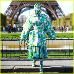 Cardi B Goes Completely Incognito at Eiffel Tower in Richard Quinn Outfit