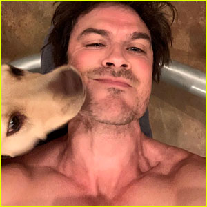 Ian Somerhalder Snaps Shirtless Selfies with His Cute Dogs!