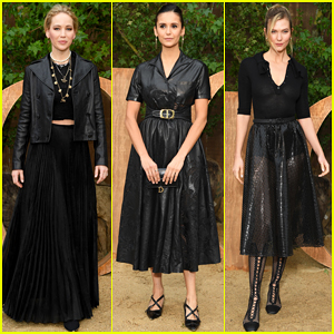 Jennifer Lawrence, Nina Dobrev & Karlie Kloss Go All Black for Dior Paris Fashion Show!
