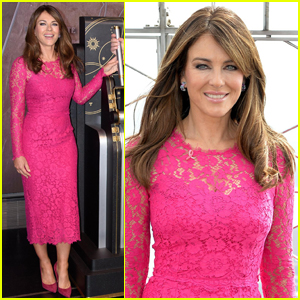 Elizabeth Hurley Lights the Empire State Building in Honor of Breast Cancer Awareness Month