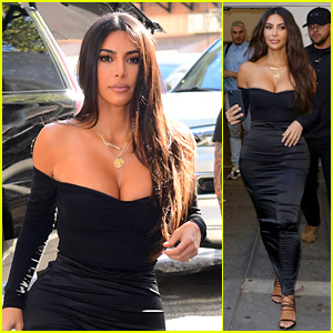 Kim Kardashian Wears a Hip-Hugging Black Dress While Visiting Ulta Beauty in NYC