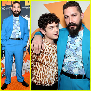 Shia LaBeouf Wears an Over-Sized Blue Suit at 'Honey Boy' Premiere with Noah Jupe