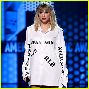 Taylor Swift Wears Shirt with Past Album Titles, Sings 'The Man' at AMAs 2019 as Response to Braun & Borchetta