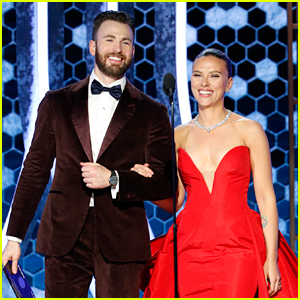 Chris Evans Helps Scarlett Johansson with Her Dress During Off-Camera Golden Globes 2020 Moment