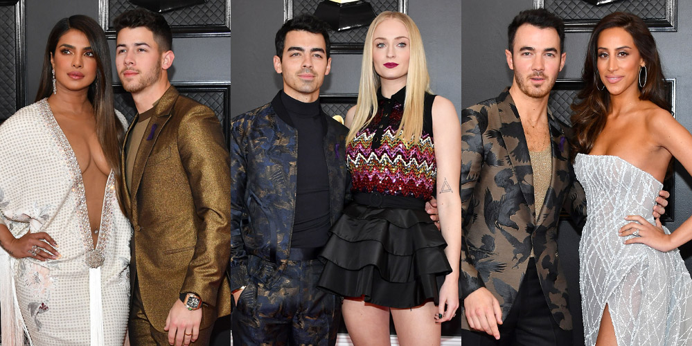Jonas Brothers Bring Their Wives to Grammys 2020 See Red Carpet