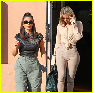 Kim & Khloe Kardashian Grab Lunch Together in Encino