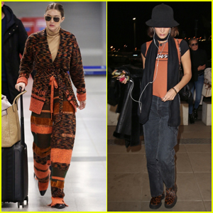 Gigi & Bella Hadid Jet Out of Milan After Fashion Week