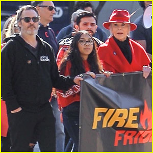 Joaquin Phoenix & Fiancee Rooney Mara Join Jane Fonda at Fire Drill Friday Protest in L.A.