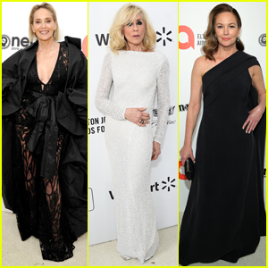 Sharon Stone, Judith Light, & Diane Lane Arrive in Style for Elton John Oscar Party 2020