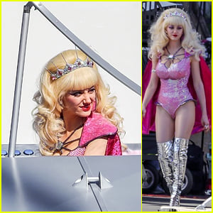 Emmy Rossum Wears a Spacesuit & Boards a Flying Saucer on 'Angelyne' Set!