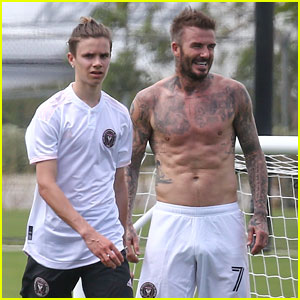 David Beckham Goes Shirtless for Soccer Game with His Kids