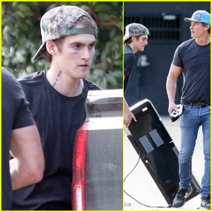 Presley Gerber Shows Off Face Tattoo While Helping Dad Rande Stock Up on Water