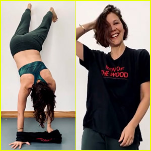 Maggie Gyllenhaal Puts a Shirt On While Doing a Handstand After Brother Jake Challenges Her!