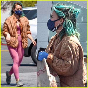 Hilary Duff Shows Off Her Blue Hair at the Grocery Store
