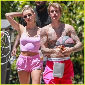 Justin Bieber Plays Basketball Shirtless While Wife Hailey Goes on a Coffee Run With Friends