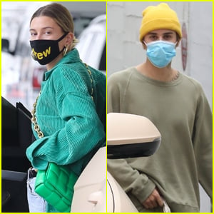 Hailey Bieber Wears Face Mask from Husband Justin Bieber's Drew Clothing Line