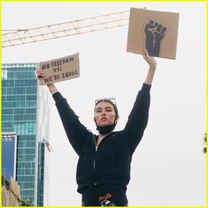 Madison Beer Holds Up Signs While Attending George Floyd Protests