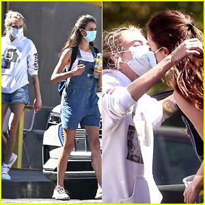 Cara Delevingne & Margaret Qualley Share a Masked Kiss After Getting Lunch