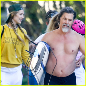 Josh Brolin Goes Shirtless While Leaving the Beach on July 4th