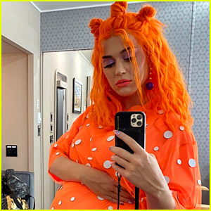 Pregnant Katy Perry Wears Orange Wig, Shows Off Baby Bump for Tomorrowland