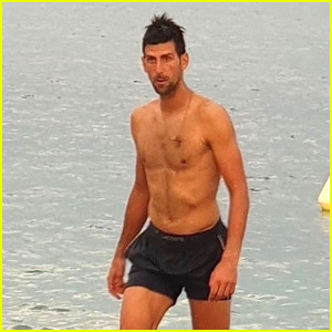 Tennis Star Novak Djokovic Trains Shirtless at the Beach