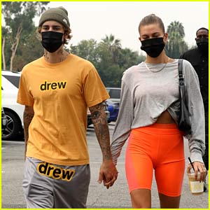 Justin Bieber & Wife Hailey Hold Hands En Route to a Saturday Morning Pilates Session