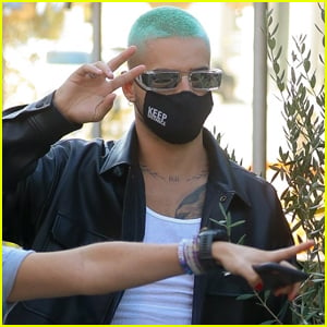Maluma Shows Off Teal-Dyed Hair While Out to Lunch in WeHo