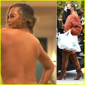 Chrissy Teigen Stops By The Grocery Store After Getting New Spine Tattoo
