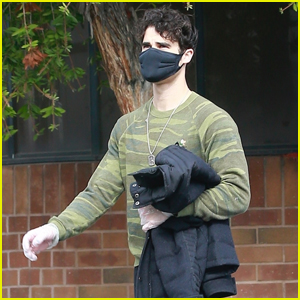 Darren Criss Stays Safe in Mask & Gloves Leaving a Workout