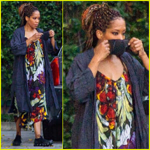 Regina King Masks Up While Arriving at a Studio in L.A.
