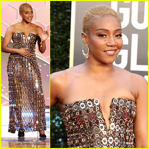 Tiffany Haddish Glitters In Gold Gown While Presenting at Golden Globes 2021