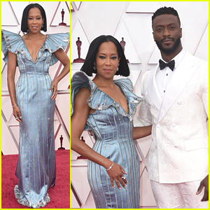 Regina King Stuns In Statuesque Louis Vuitton at Oscars 2021 With Aldis Hodge