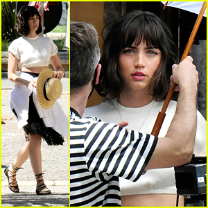Ana de Armas Shows Off Her Blunt Bob While Joking Around On Set With 'The Gray Man' Movie Crew