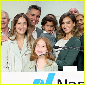 Jessica Alba Joined by All Three Kids While Ringing NASDAQ Bell!