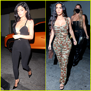 Kylie Jenner Heads to Dinner With Sisters Kim & Khloe Kardashian In Sexy Jumpsuit