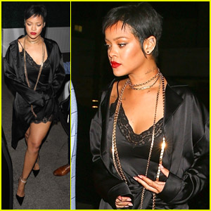 Rihanna Wears Sexy Slip Dress Out To Dinner in LA