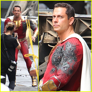Zachary Levi Films New Action Scenes in a Cinged Suit For 'Shazam! Fury of the Gods!'