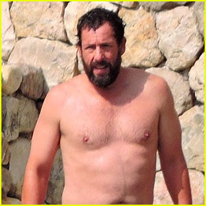 Adam Sandler Goes Shirtless During a Beach Day in Spain